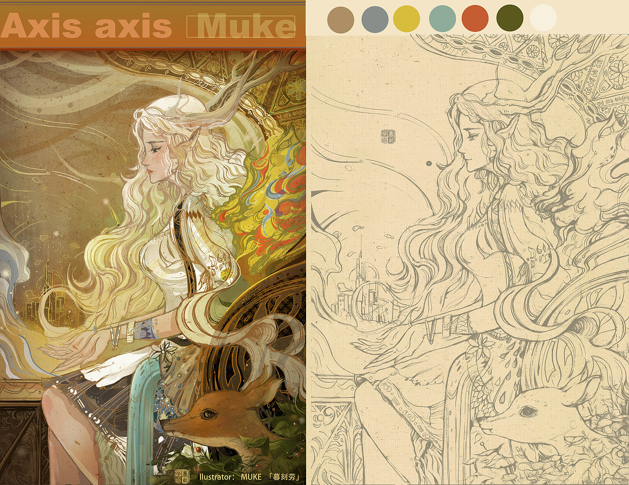 近期随心的插画「goldfish」「鹿」「洗头」（图ZMTE0MzU2MDI4） - 创作习作 - 站酷设计师乘川原创素材 - 站酷ZCOOL