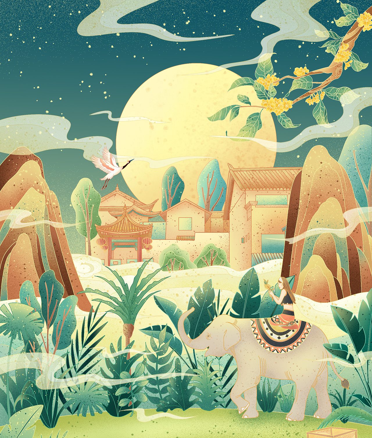 中秋04节日插画海报|国风插画|插画|商业插画|agin_c - 原创作品