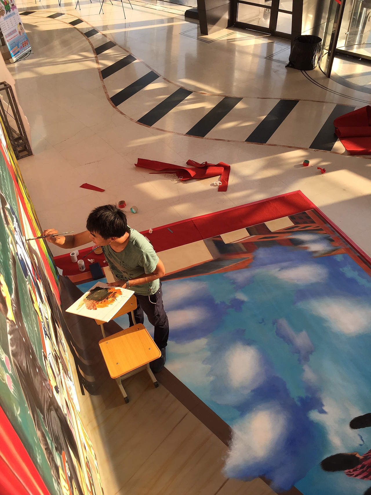 上海影视宣传阵地《夏洛特烦恼》墙地3D立体画彩绘