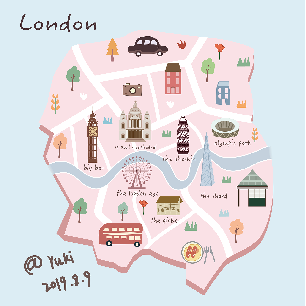 ai绘制伦敦旅游小地图