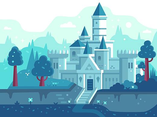 临摹练习-ps蓝色城堡鼠绘（个人主页-ZMzM0MjI4NzY=） - 艺术插画 - 站酷设计师广场旁边的烟囱原创素材 - 站酷ZCOOL