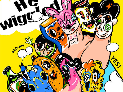 原创插画海报练习 | 动动手指怪人