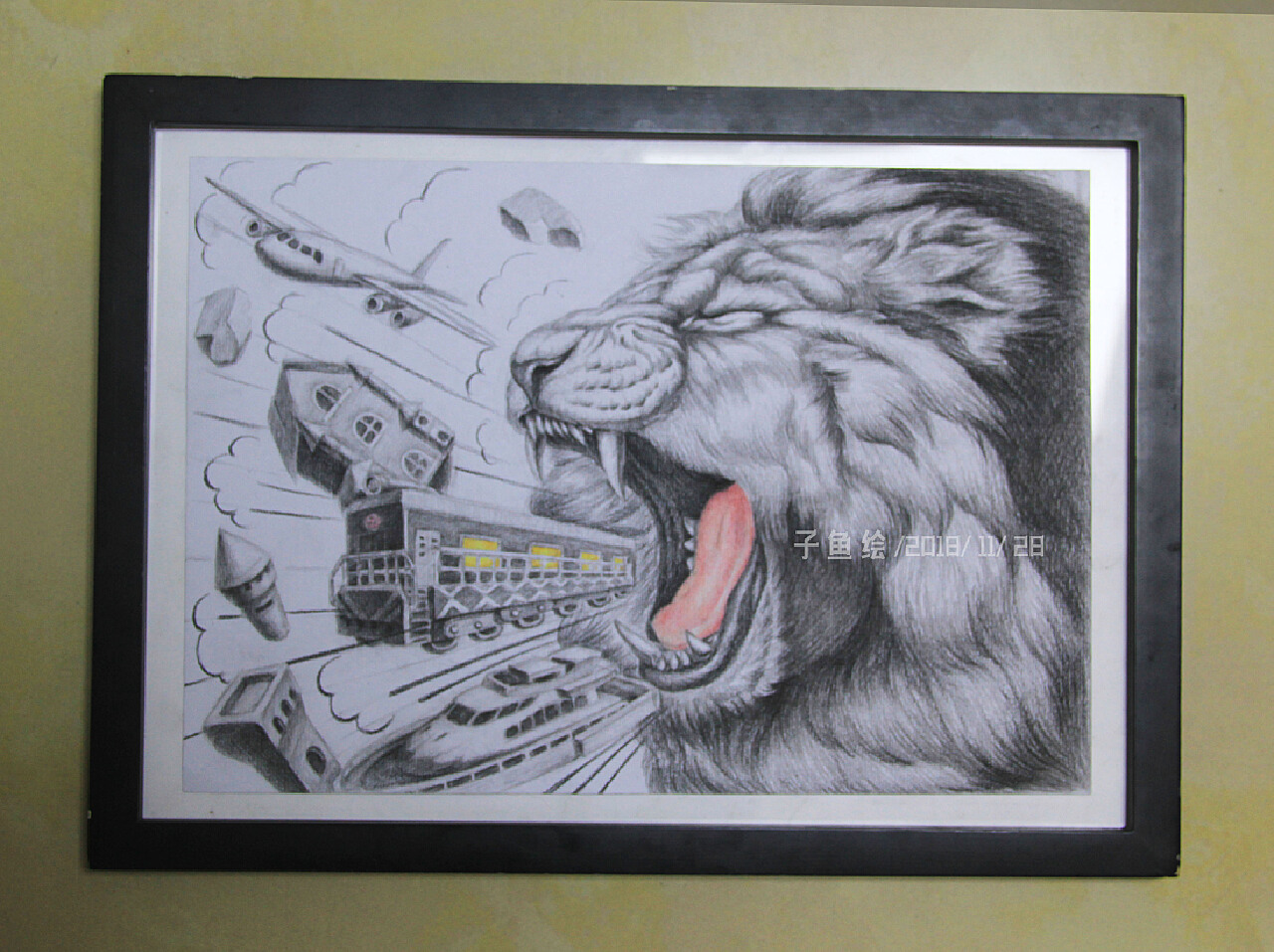 狮子素描插画 Portrait of lion drawn by hand - 云瑞设计