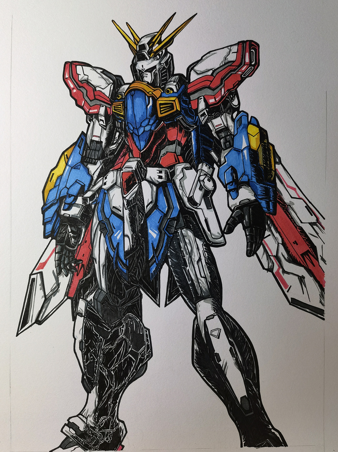 高达,临摹,打底稿到上色步骤