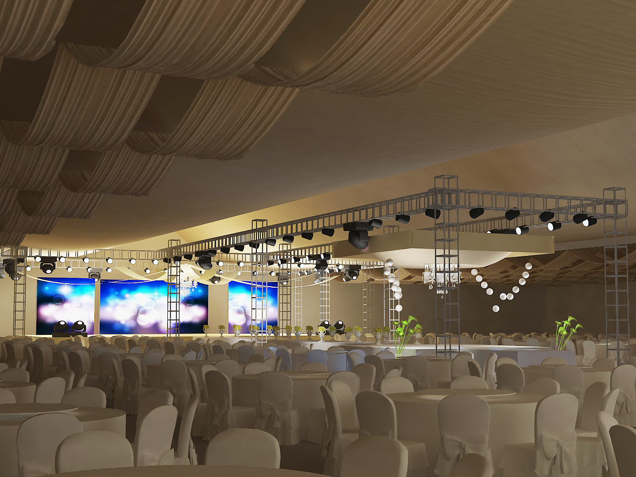 【yhwedding】婚礼 香槟金 效果图|空间|舞台美术|yhwedding - 原创