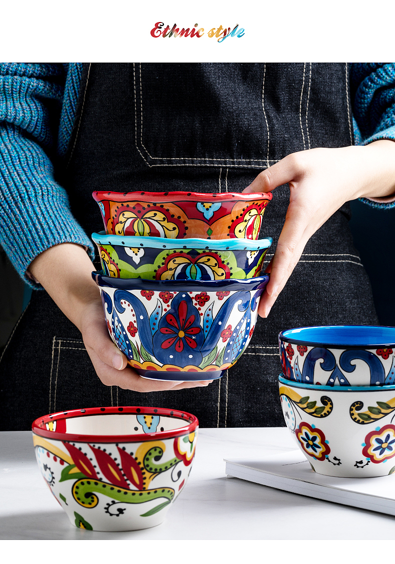 波西米亚彩绘碗釉下彩饭碗面碗餐具摄影南京摄影