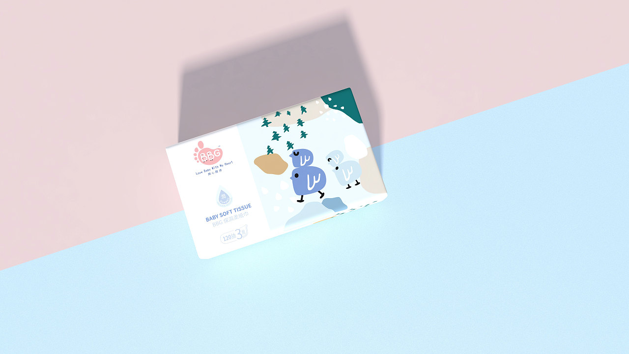 婴儿纸巾湿巾插画包装设计方案