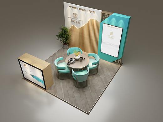 新中式展台3D效果图