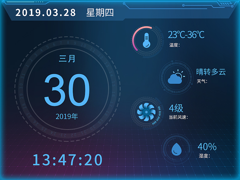 可视化-户外天气显示屏（图ZMTUyNzkxODA4） - 软件界面 - 站酷设计师一个外卖大叔原创素材 - 站酷ZCOOL