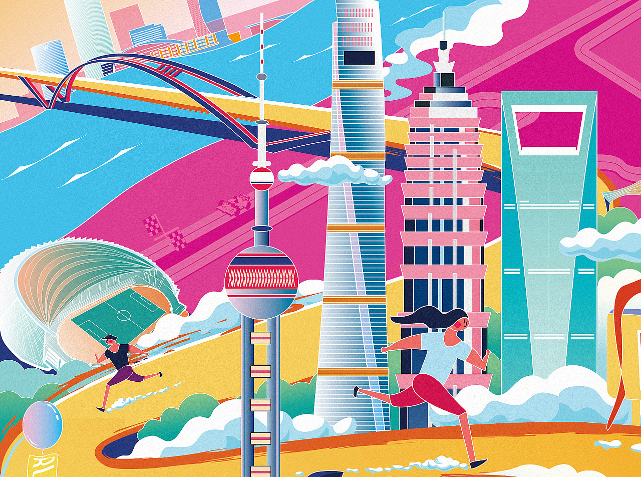 上海城市户外定向挑战赛插画|插画|商业插画|口乞月半 - 原创作品