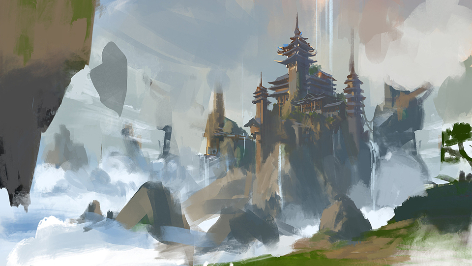 艺数绘讲师洛克猴作品——《琼楼玉宇》 步骤图（图ZNDEzNTE4MjQ=） - 游戏原画 - 站酷设计师艺数绘CG原创素材 - 站酷ZCOOL