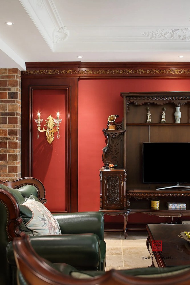 唐山金舍装饰万科红郡400平米别墅美式风格装修实景