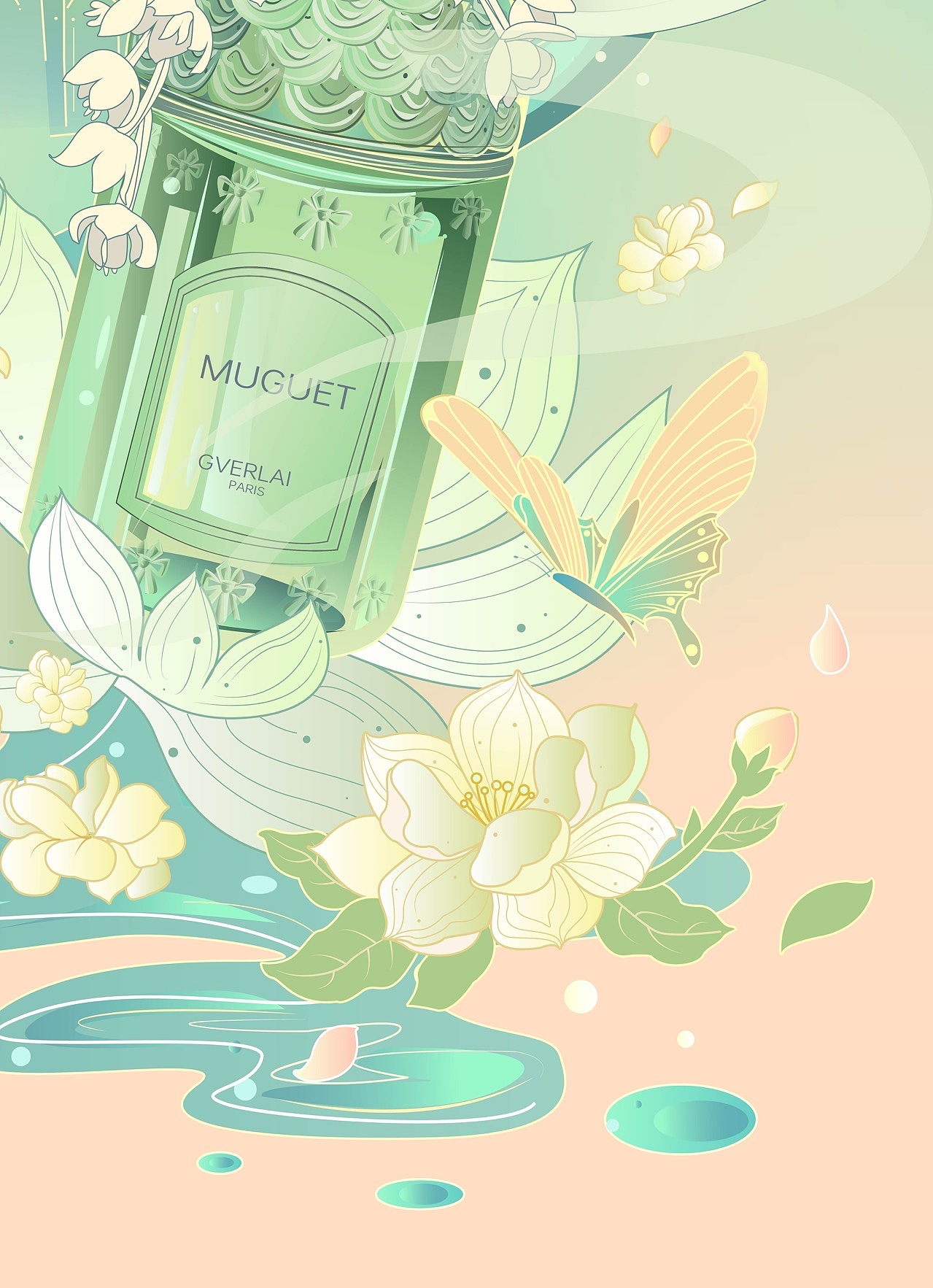 商业插画|香水国风插画设计