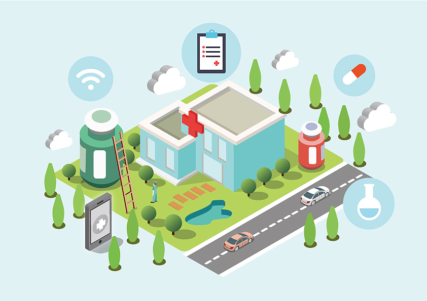 2.5D医疗医院插画