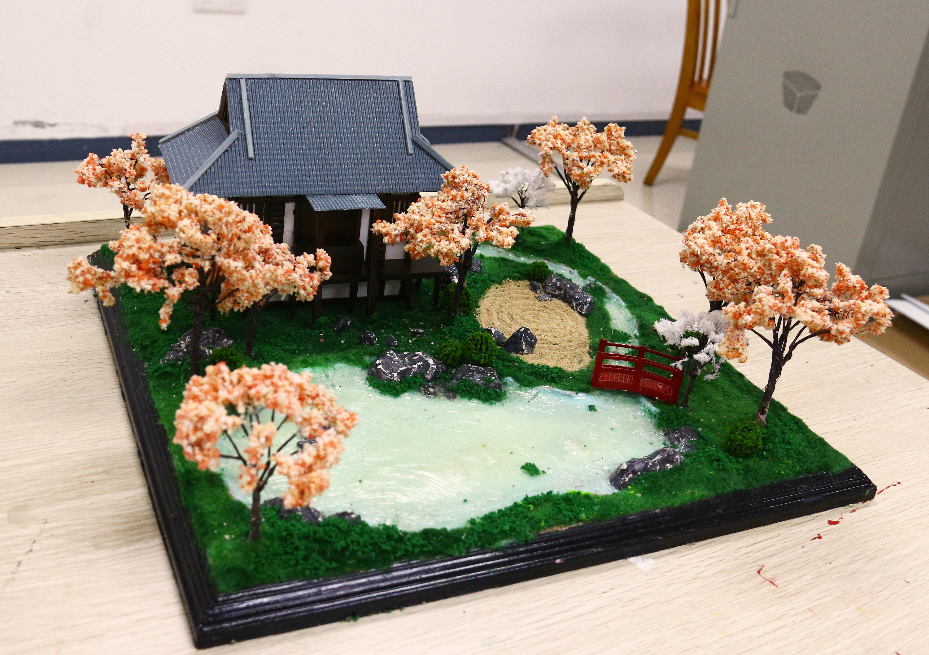 袅袅娜娜似云烟呐 造景建筑模型 沙盘模型 日式庭院