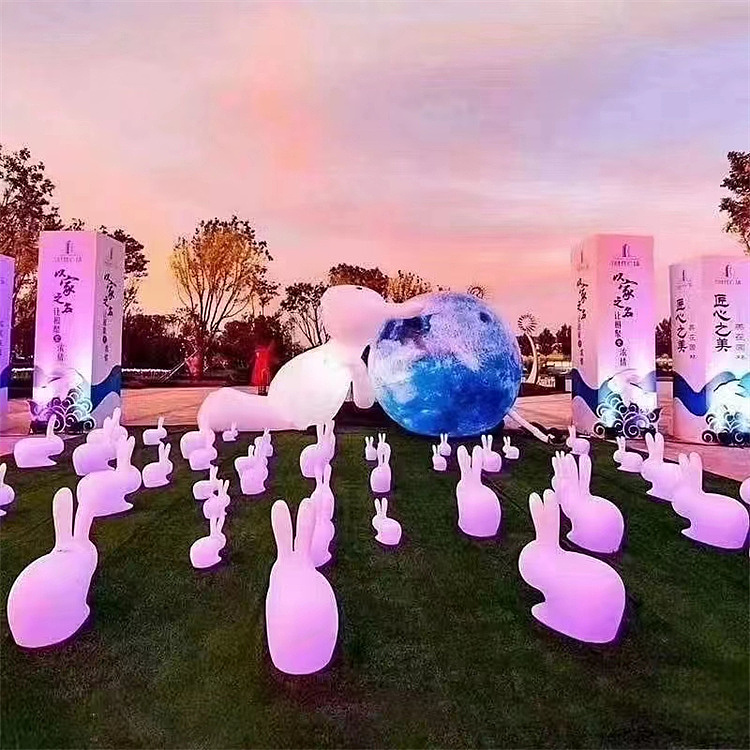 中秋节活动暖场道具供应充气月亮租赁充电兔子出租出售