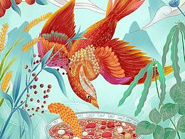 腊八节国风手绘插画