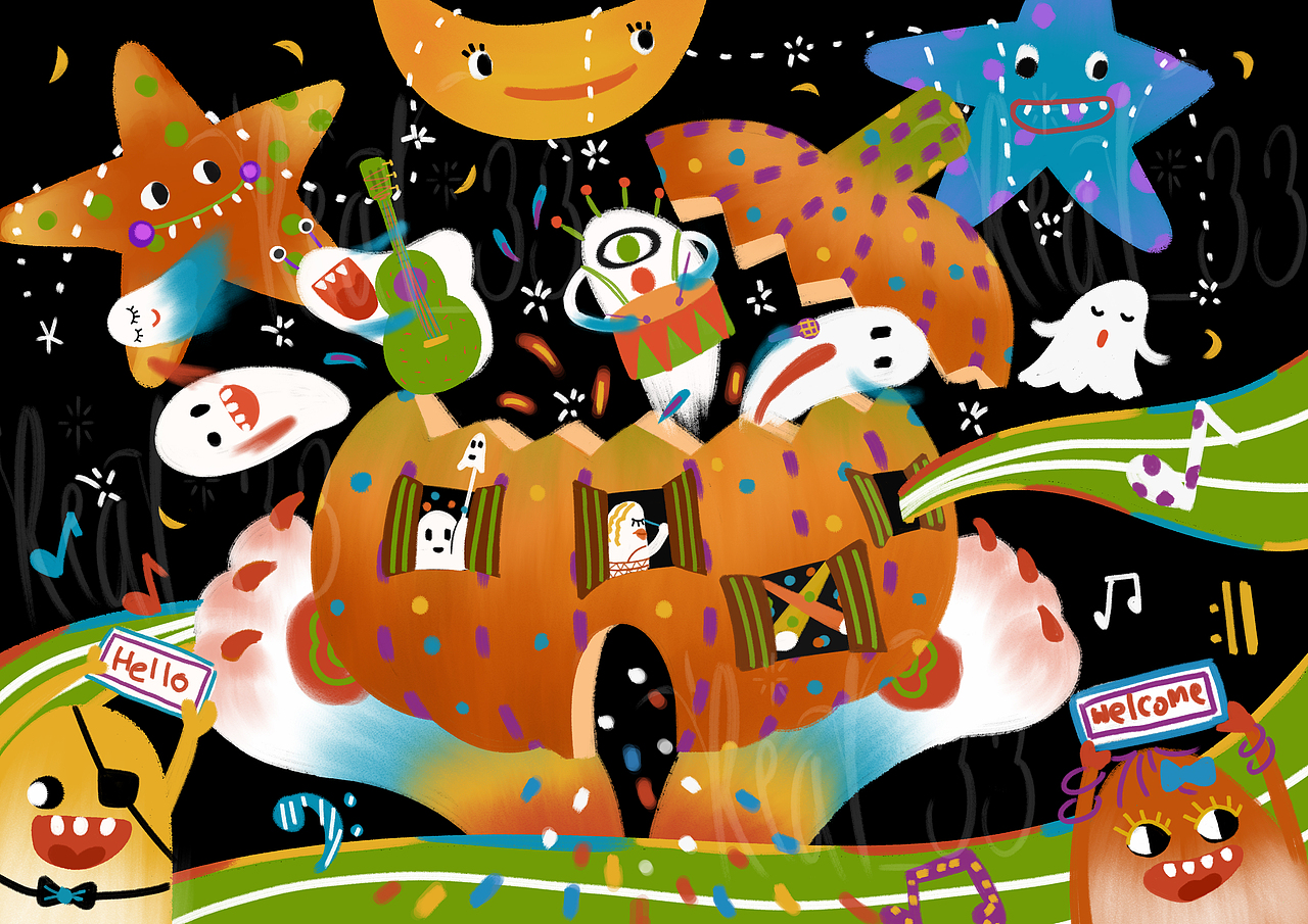 鬼鬼们的圣诞音乐party（图ZMjc1OTY3Mjc2） - 创作习作 - 站酷设计师Real_77原创素材 - 站酷ZCOOL