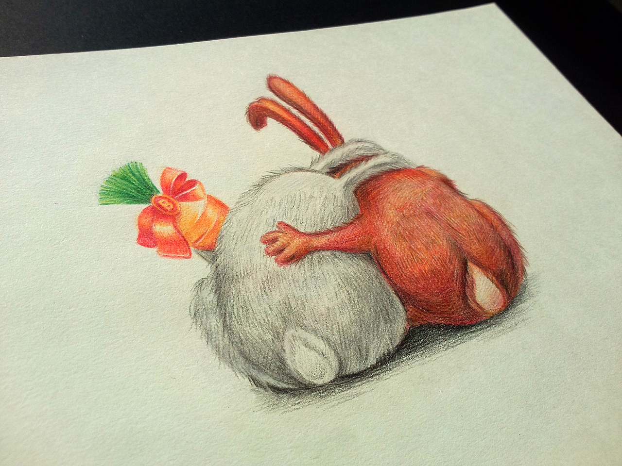 2b兔 | 插画 手绘 彩色铅笔