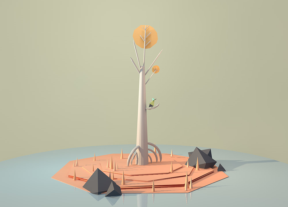 c4d多边形场景练习（孤独的守望者）（图ZNzc1NTU5ODA=） - 场景 - 站酷设计师安馨儿原创素材 - 站酷ZCOOL