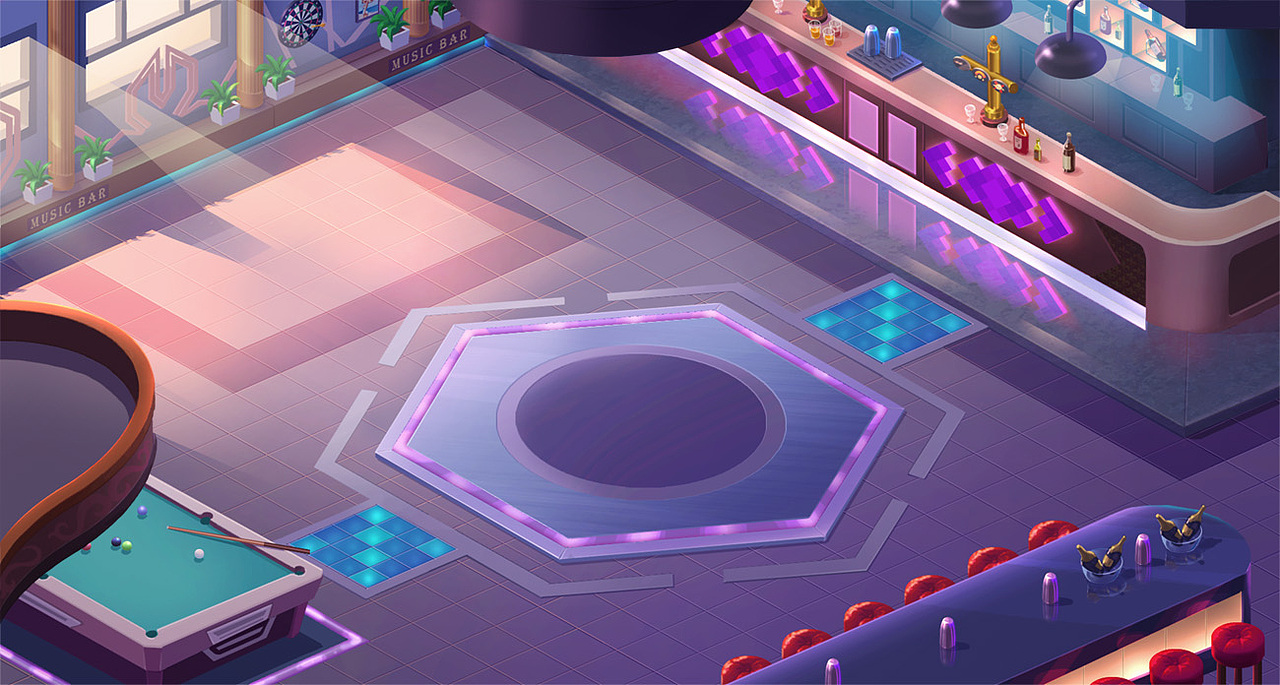 白天的咖啡馆和酒吧（图ZMTk2MTk1MTQw） - 游戏原画 - 站酷设计师WAKKK原创素材 - 站酷ZCOOL