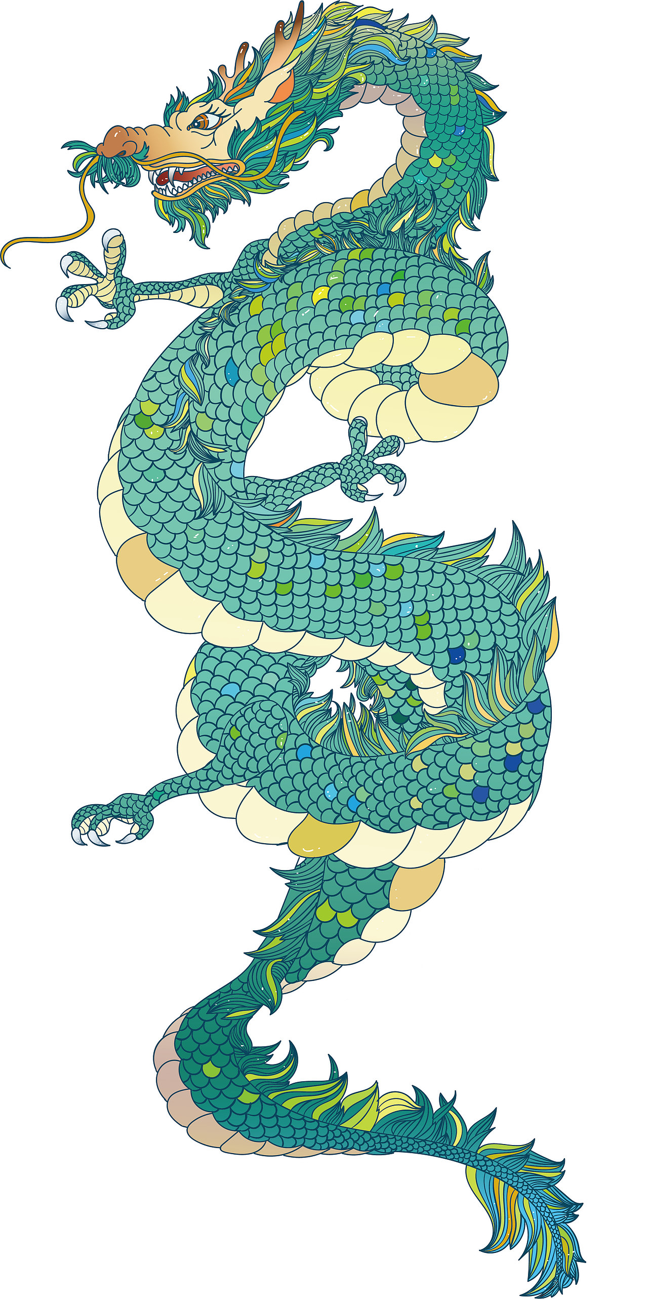 五神——青龙（图ZMjYyNjU1NDI0） - 新锐潮流插画 - 站酷设计师芽米de画原创素材 - 站酷ZCOOL