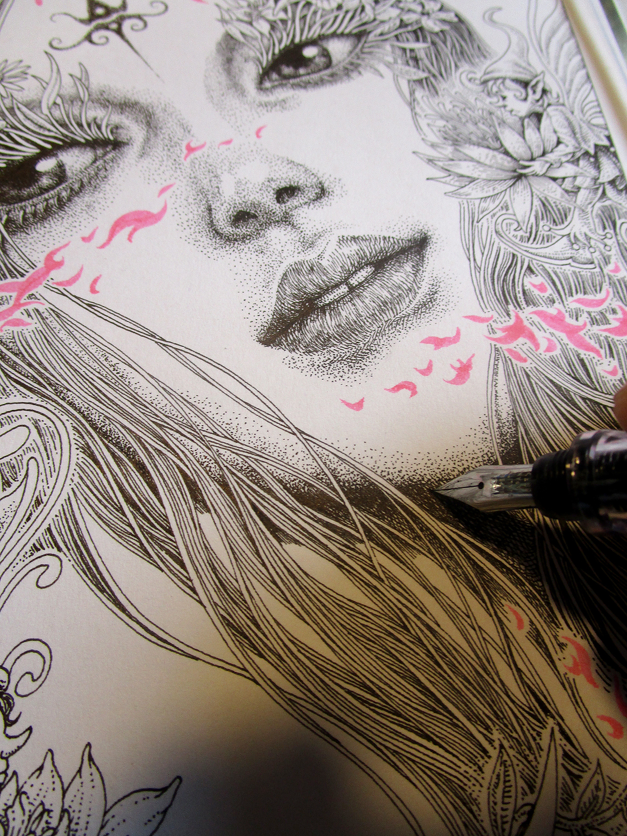 《失落于瑰丽城堡》钢笔画手绘过程|纯艺术|绘画|傅淳强_原创作品