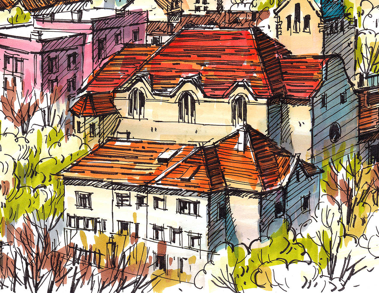 青岛马克笔风景教程