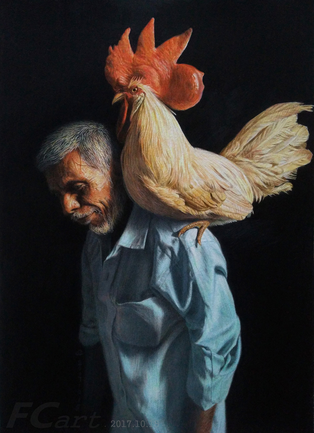 老爷爷与大鸡冠