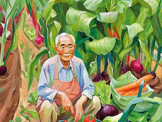 爷爷的菜园｜油画｜语文课本插画