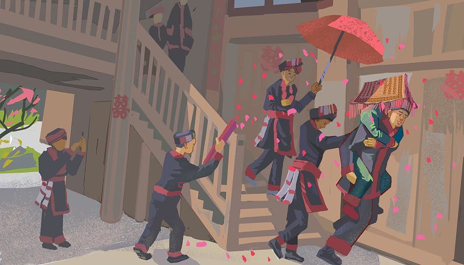 盘瑶红罗花帐插画（图ZMzQ4MTQ4ODQw） - 其他平面 - 站酷设计师志_超原创素材 - 站酷ZCOOL