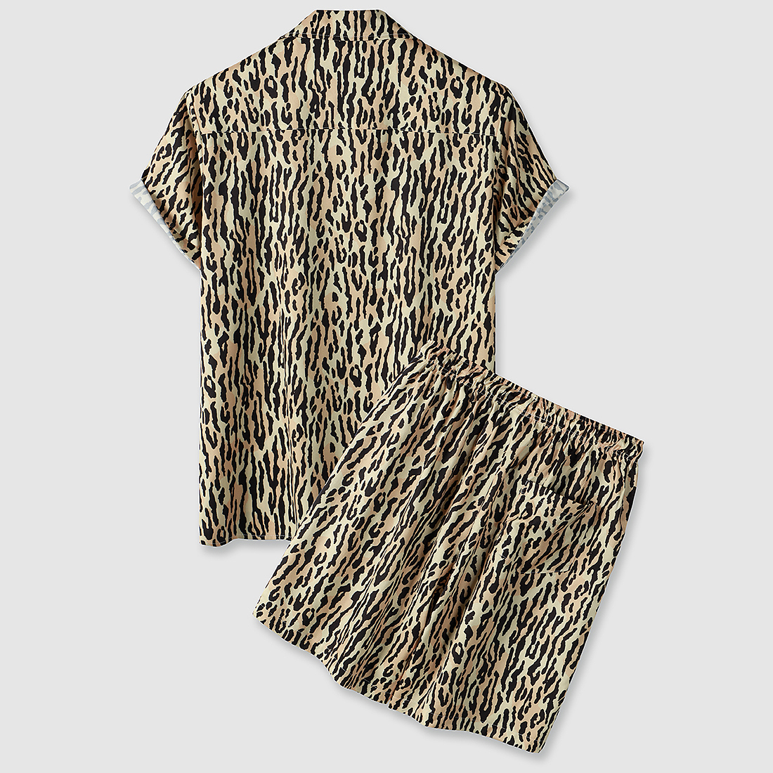 短袖花衬衫套装挂拍平铺