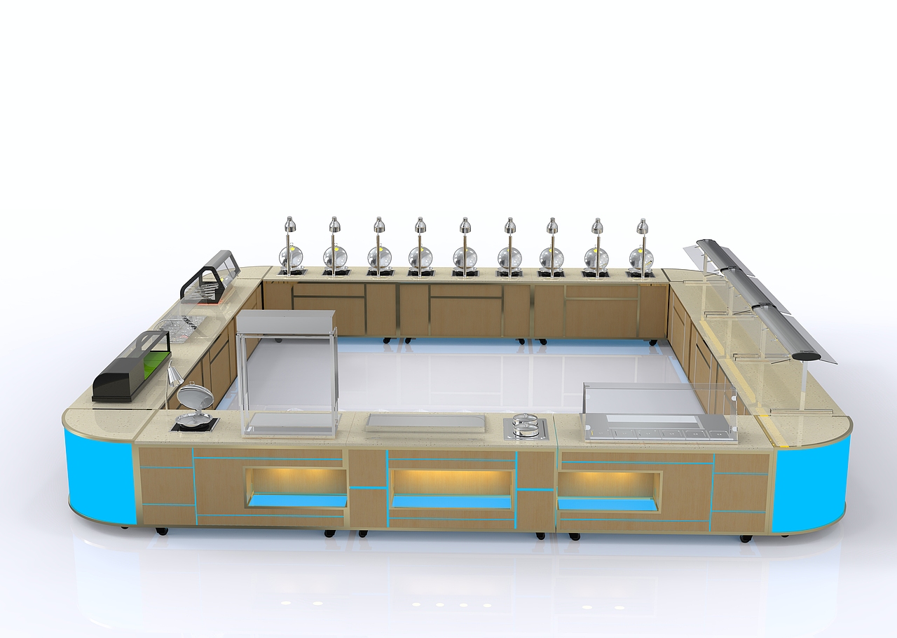 中国电网机关食堂取餐台移动布菲台定制设计安装