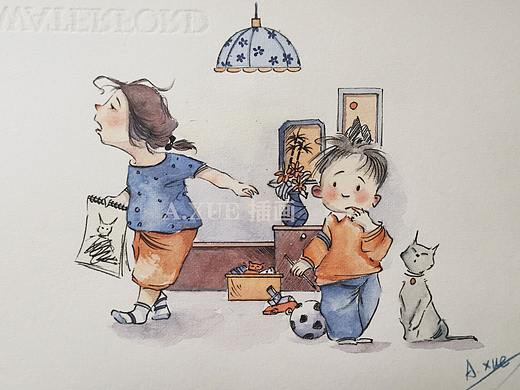 儿童水彩插画——孩子们系列1