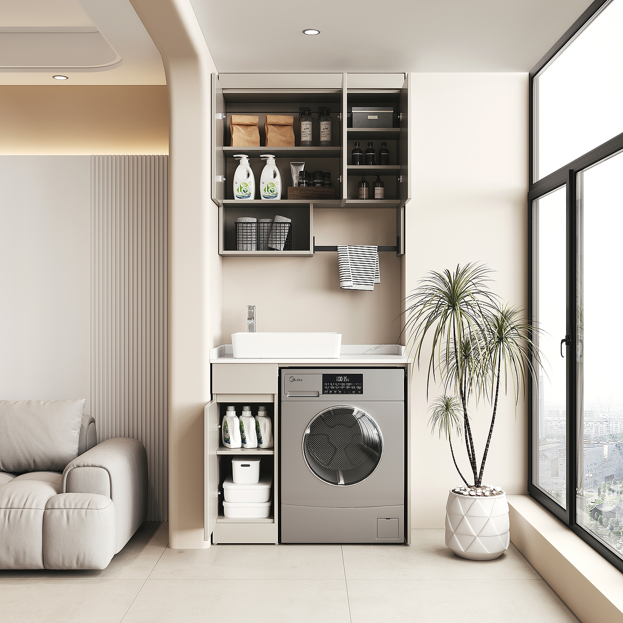 产品场景渲染 阳台柜