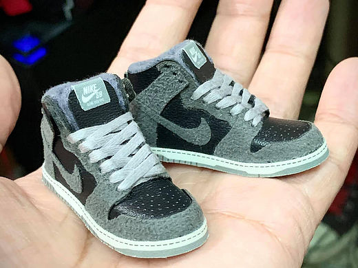 手做1/6 Nike Dunk High SB 球鞋-麂皮灰黑