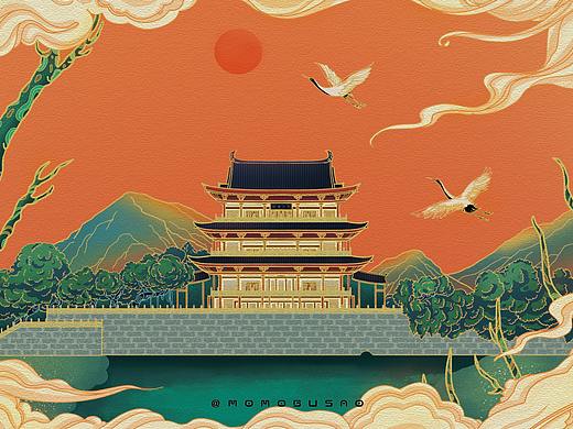 国潮风景插画