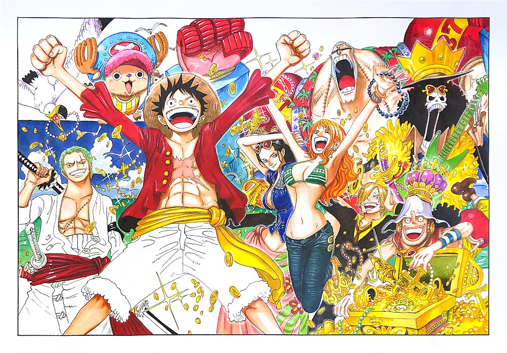 马克笔手绘 海贼王-大秘宝“ONE PIECE”（图ZMjI1OTk3NzU2） - 创作习作 - 站酷设计师G飞鸟G原创素材 - 站酷ZCOOL