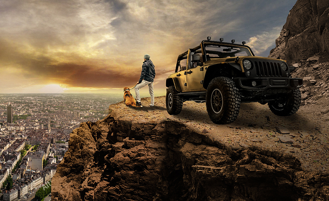 吉普车合成|平面|海报|小小的立子 - 临摹作品 - 站酷 (zcool)