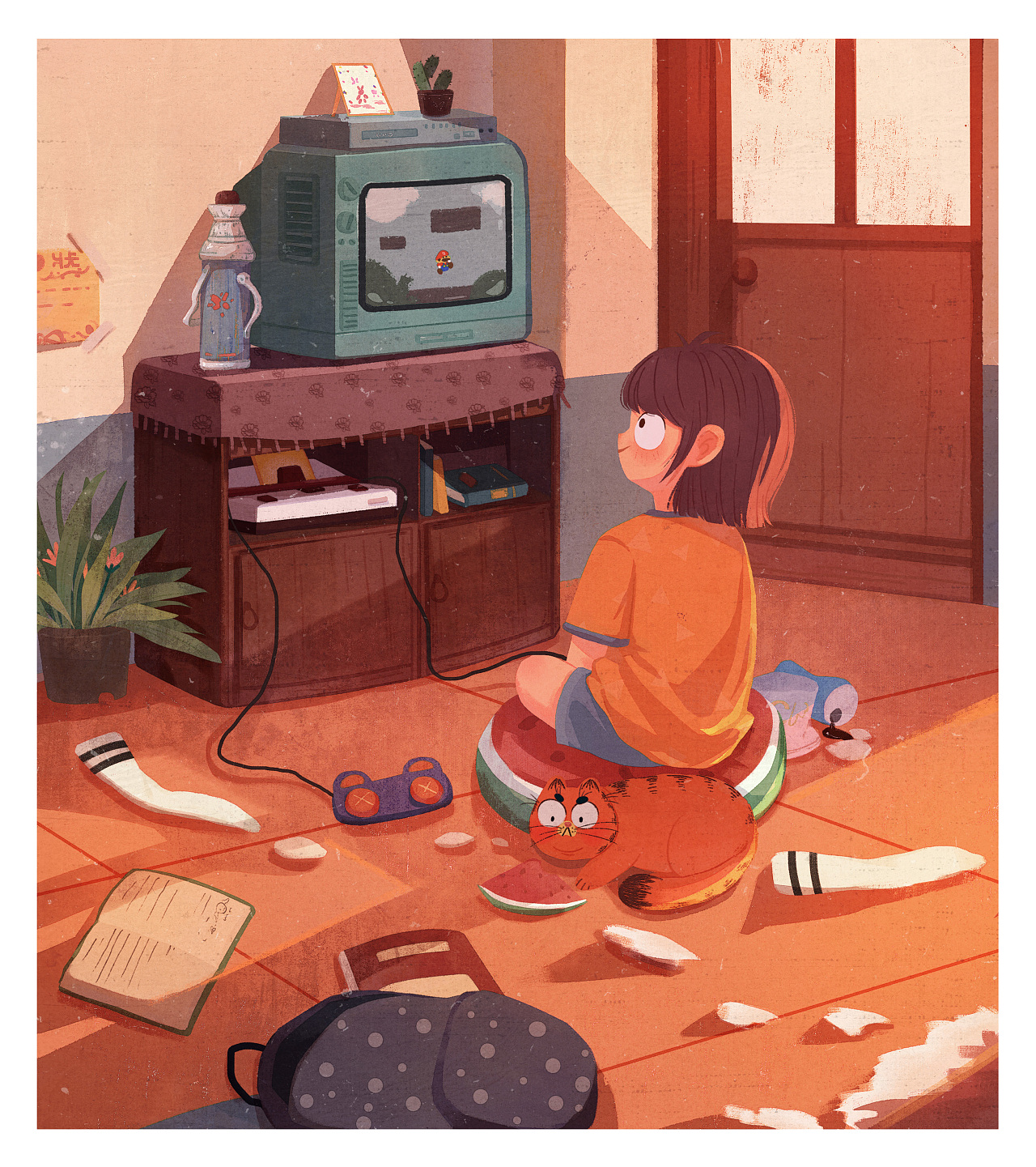 我的暑假系列插画