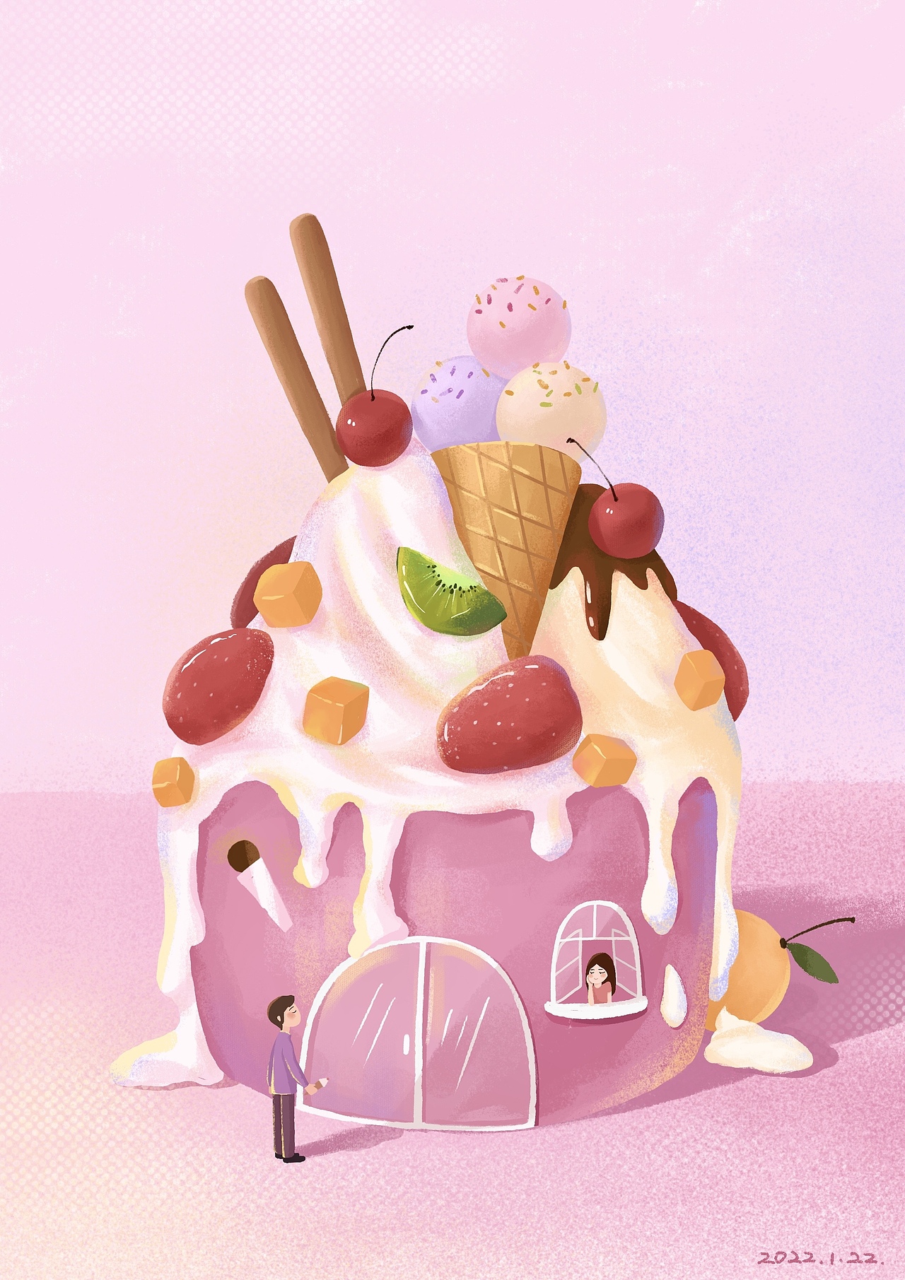插画 | 冰淇淋的约会