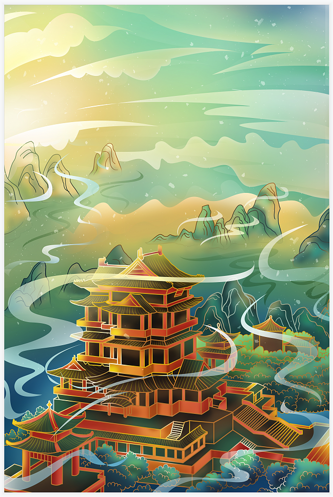 中国风风景建筑|插画|商业插画|婉兮清扬wxqy - 原创作品 - 站酷