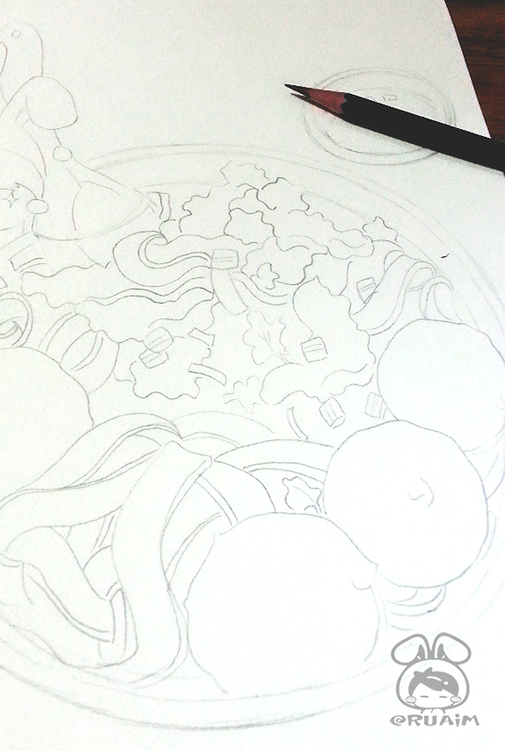 潮汕味道—牛肉粿条汤(手绘)