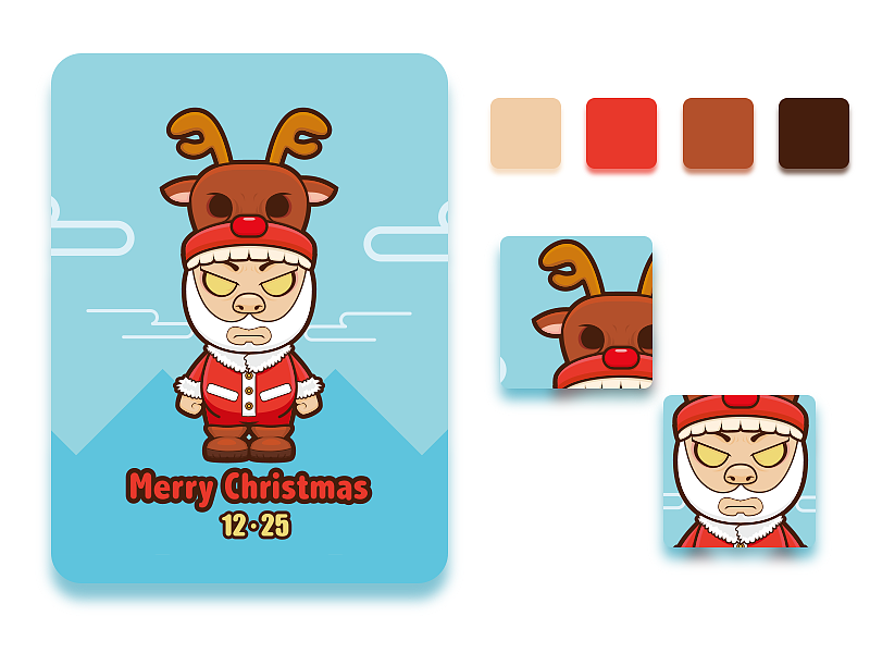 《矢量》-圣诞快乐（图ZNjYwNzM3MjA=） - 新锐潮流插画 - 站酷设计师饭咔咔原创素材 - 站酷ZCOOL