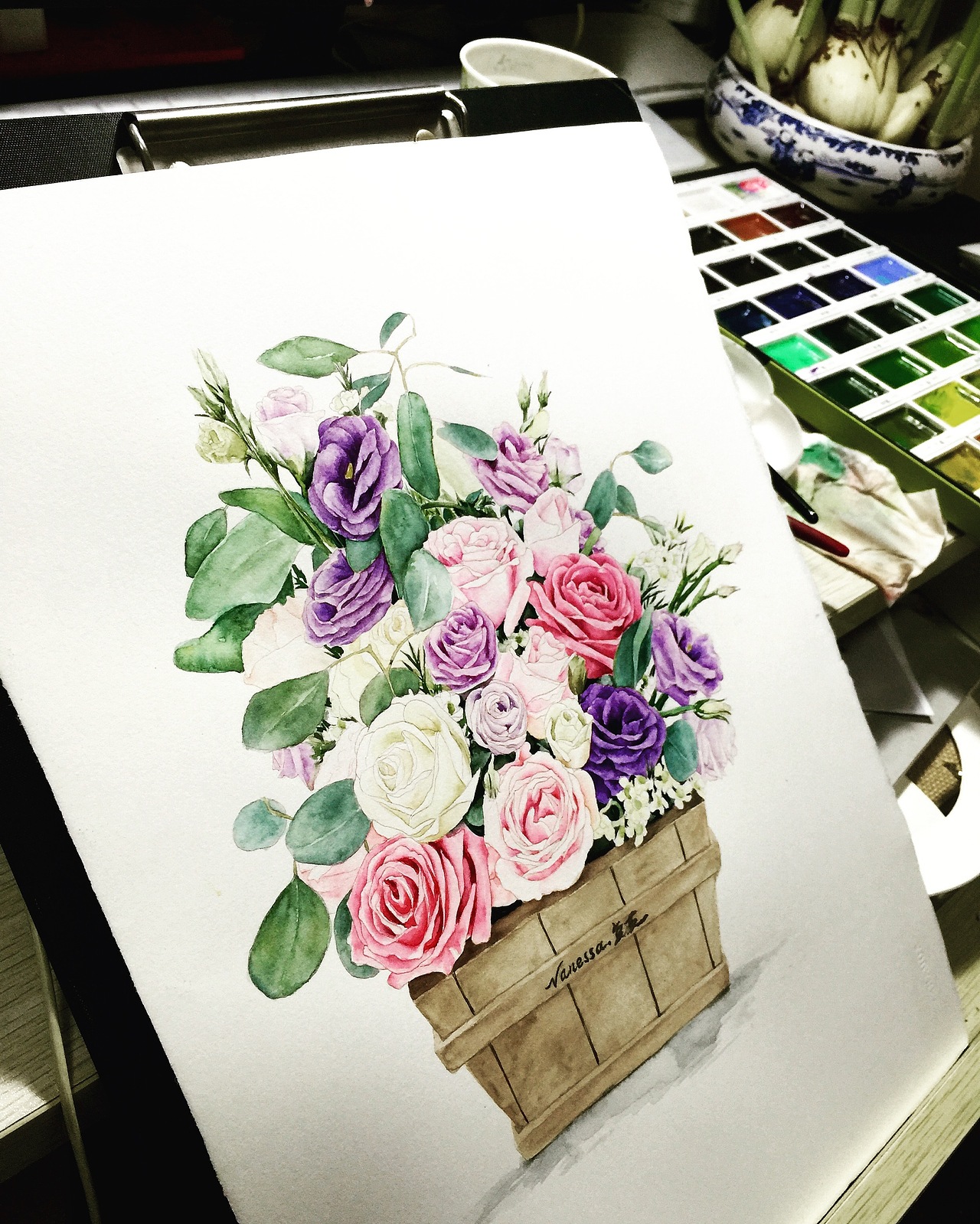 水彩花束带步骤