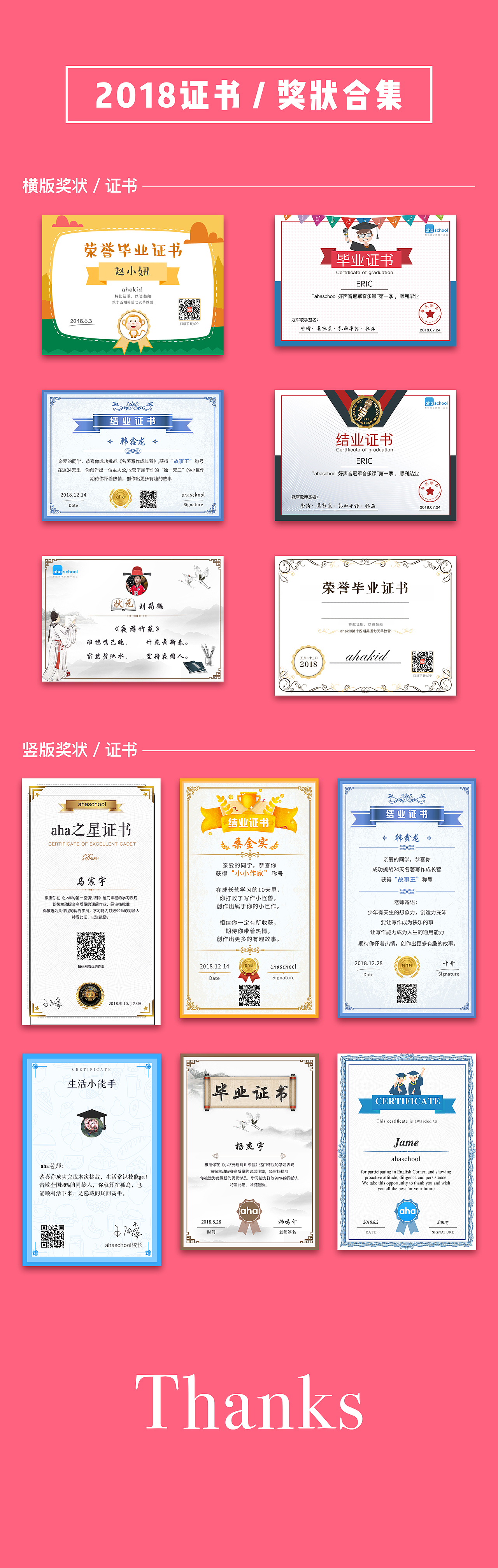 2018年奖状/证书合集