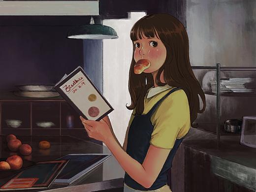 吃面包的女孩（個人主頁-ZNDM0Njc1ODA=） - 藝術插畫 - 站酷設計師9Eudora原創(chuàng)素材 - 站酷ZCOOL