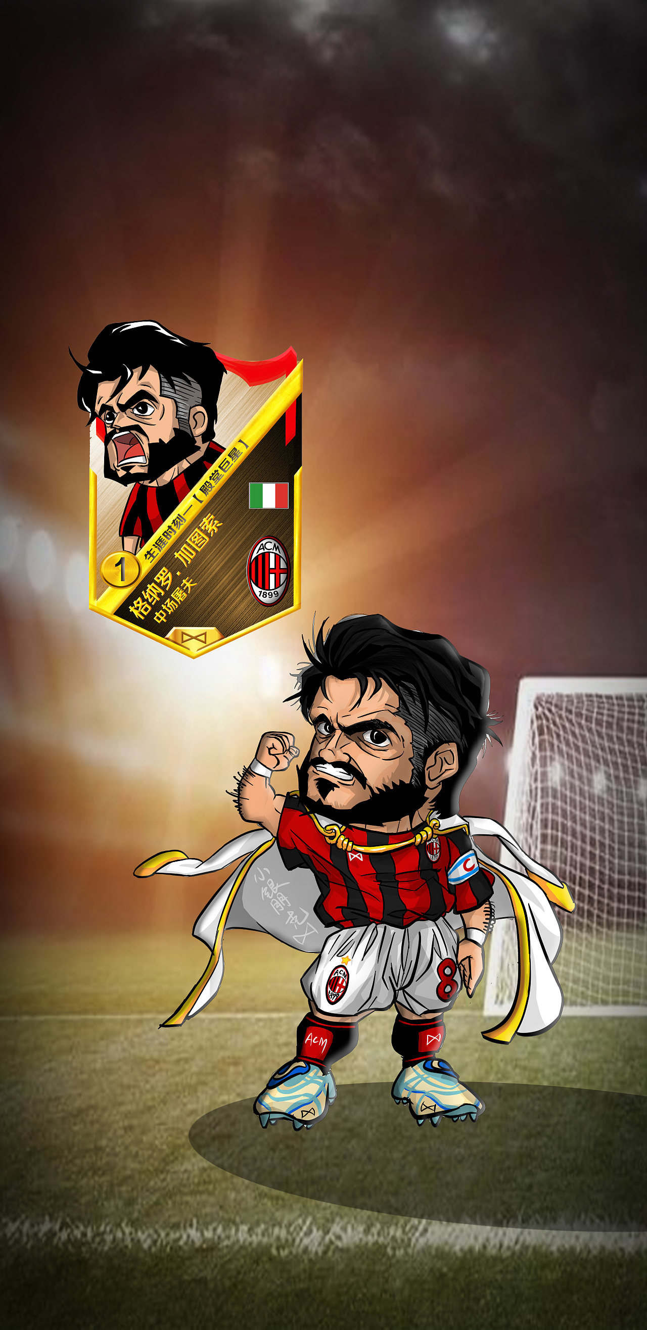 【小银朋克球星卡】米兰加图索|动漫|单幅漫画|小银朋克 - 原创作品