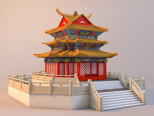 C4D古建筑
