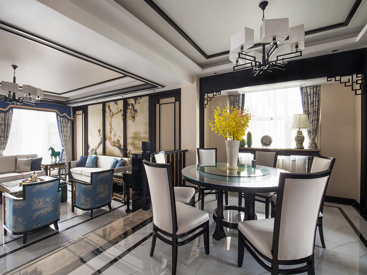 贵阳中铁阅山湖400平新中式别墅装修效果赏析